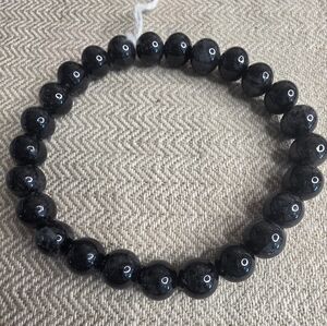 Black Rutilated Quartz Bracelet Stretch. HIGH QUALITY BEADS 7.5mm